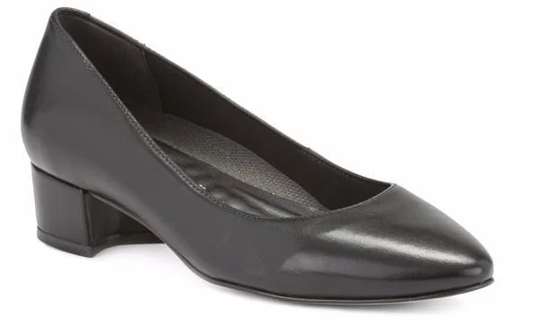 Walking Cradle Heidi Black Leather---Comfortable Leather Pumps for Office and Everyday Wear