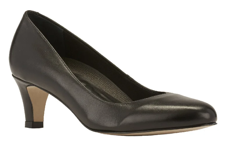 Walking Cradle Joy Black Leather---Comfortable Leather Pumps for Office and Everyday Wear