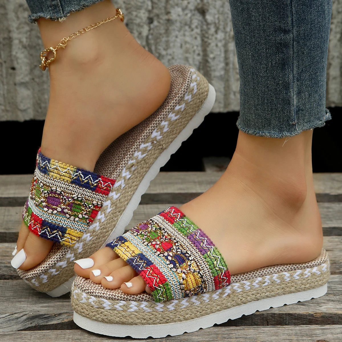 Stylish Platform Heels for Extra Height--Weave Women's Slippers Platform Summer Shoes for Women