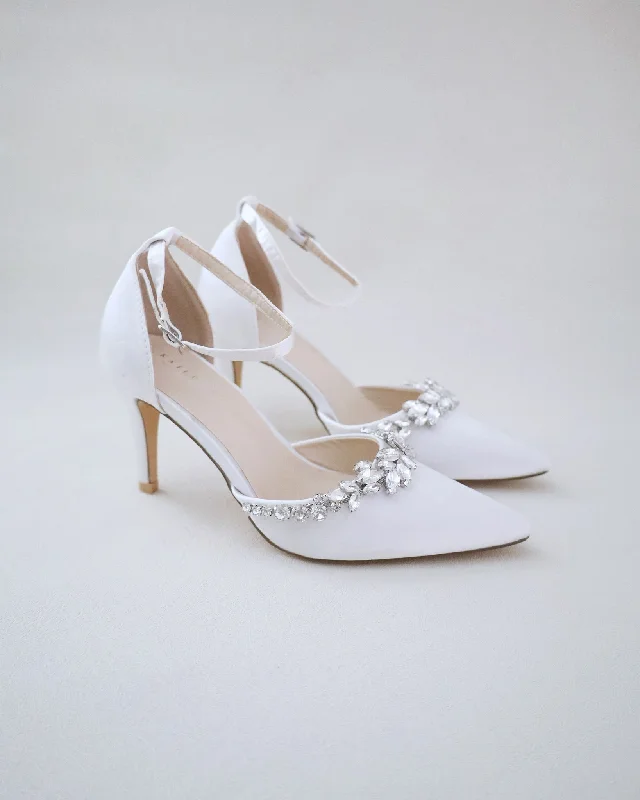 Affordable Rhinestone Pumps for a Dazzling Look---Wedding Heels with Marquise Rhinestones