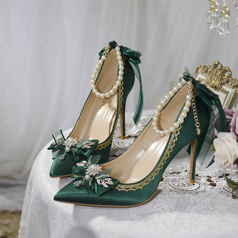 Versatile Heeled Sandals for Any Occasion---One Night~Wedding Lolita Shoes Pointed-toe High Heel Shoes Thin Heel