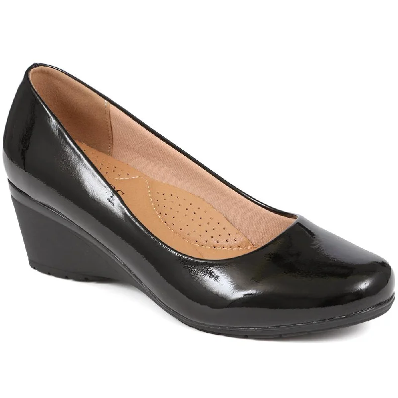 Stiletto Heel Pumps with Perfect Fit--Wedge Heel Slip-On Pumps - WK38017 / 324 233-Fashionable & Classic