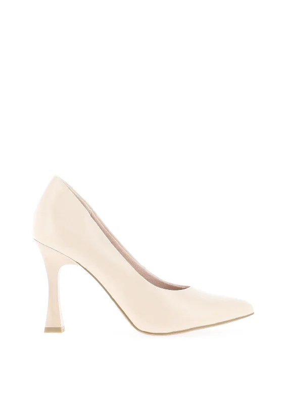 Sleek and Shiny Patent Pump Heels for a Polished Look--Marco Tozzi Patent Tapered Heel Court Shoes, Nude