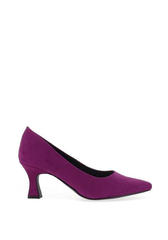 Marco Tozzi Faux Leather Tapered Heeled Shoes, Grape---Comfortable Leather Pumps for Office and Everyday Wear