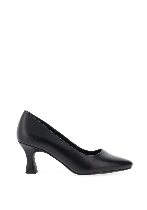 Marco Tozzi Faux Leather Tapered Heeled Shoes, Black---Comfortable Leather Pumps for Office and Everyday Wear