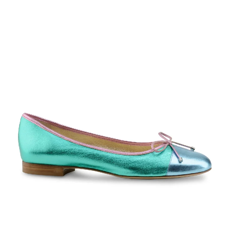 Werner Kern: Kay CapToe Ballerina Flat - Bubble Gum Pop | 0.5" Stacked Heel | MED | Flexible Raw Hard Leather Sole---Comfortable Leather Pumps for Office and Everyday Wear