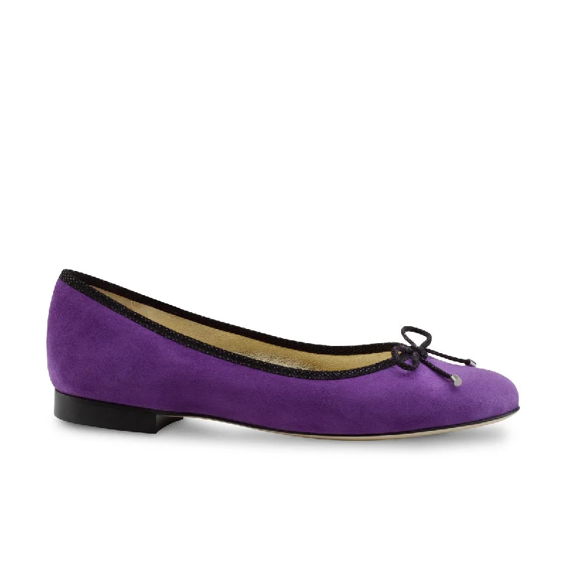 Affordable Suede Ankle Pumps for All-Day Wear--Werner Kern: Jane Classic Plain Toe Ballerina Flat - Concord Suede  | 0.5" Stacked Heel | MED | Flexible Raw Hard Leather Sole