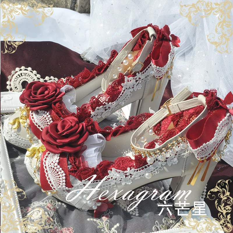 Versatile Heeled Sandals for Any Occasion---Hexagram~Handmade Qi Lolita Shoes