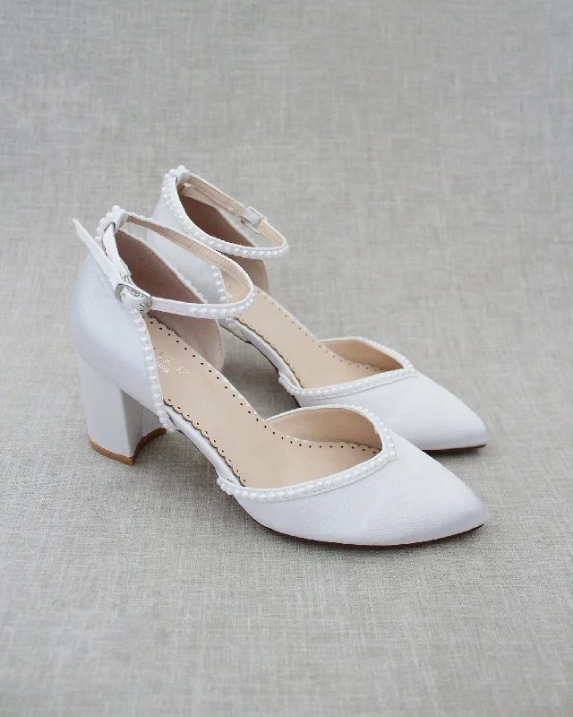 Block Heel with Pearl Detail Bridal Shoes