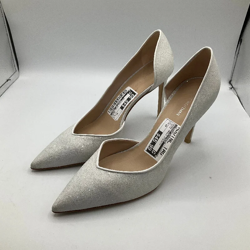 Stiletto Heel Pumps with Perfect Fit--White Shoes Heels Stiletto Stuart Weitzman, Size 10-Fashionable & Classic