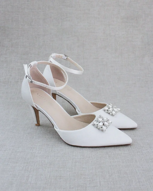 Versatile Heeled Sandals for Any Occasion---Wedding Heels with Rectangular Brooch