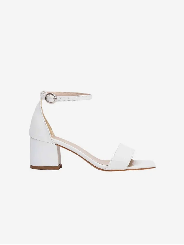 Iva Vegan Leather Low Heel | White---Comfortable Leather Pumps for Office and Everyday Wear