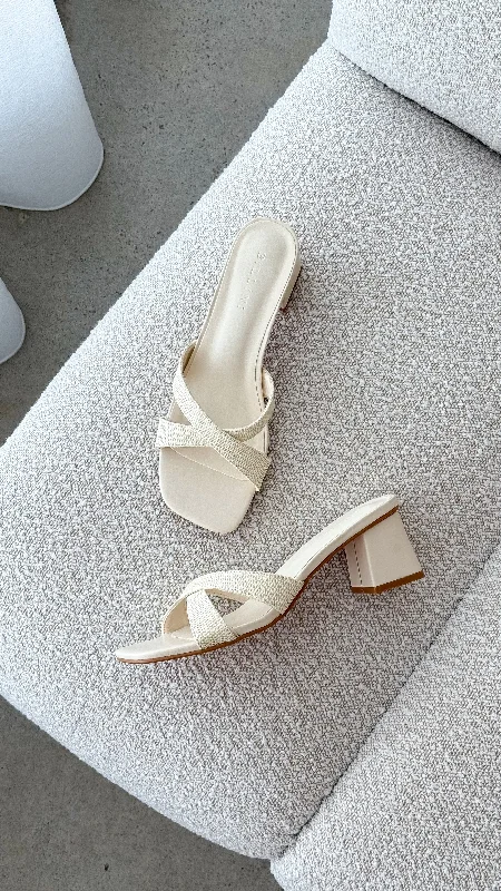 Stiletto Heel Pumps with Perfect Fit--Wila Heel - Cream Raffia-Fashionable & Classic