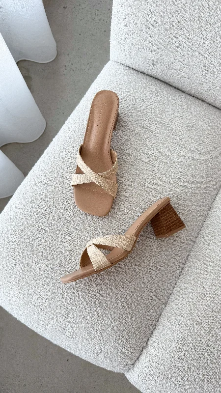 Stiletto Heel Pumps with Perfect Fit--Wila Heel - Natural Raffia-Fashionable & Classic