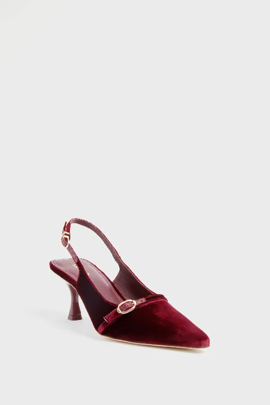 Luxurious Velvet Women's Pumps with Soft Finish---Wine Velvet Ines Heels