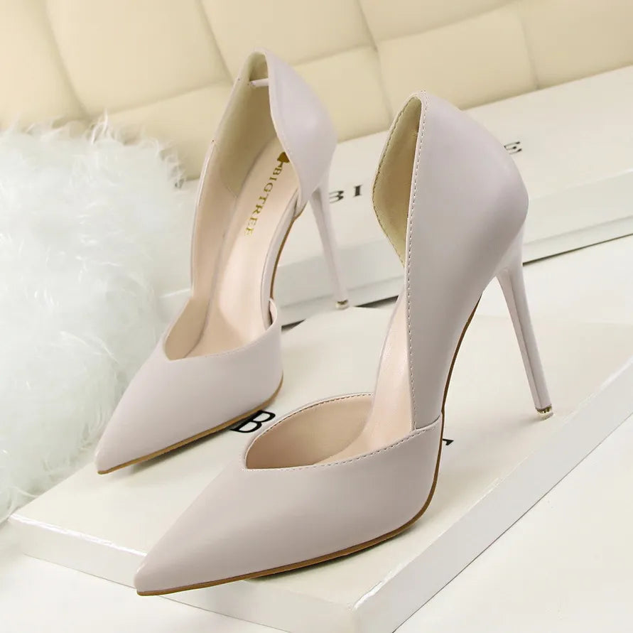 Stiletto Heel Pumps with Perfect Fit--Stan Shark Woman Leather Pumps Thin Heels Solid Women Pumps Sexy  High Heels Pointed Toe  Shoes-Fashionable & Classic