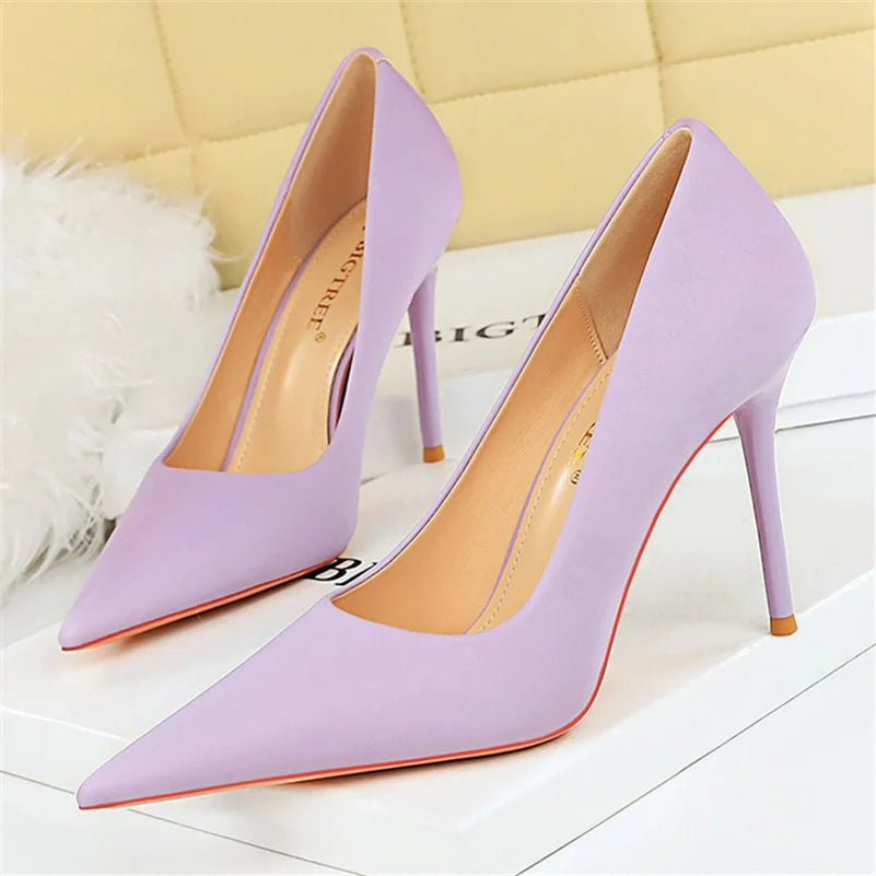 Women 10cm High Heels Satin Silk Dress Stiletto Fashion Pumps Lady Wedding BridalAffordable Satin Heels with a Luxe Touch