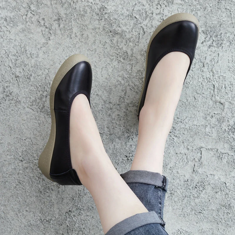 Women Handmade Leather Wedge Pumps---Comfortable Leather Pumps for Office and Everyday Wear