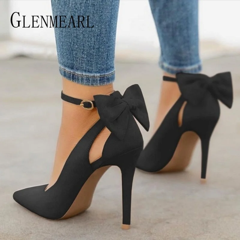 Stiletto Heel Pumps with Perfect Fit--Women High Heels Brand Pumps Women Shoes Pointed Toe Buckle Strap Butterfly Summer Sexy Party Shoes Wedding Shoes Plus Size DE-Fashionable & Classic