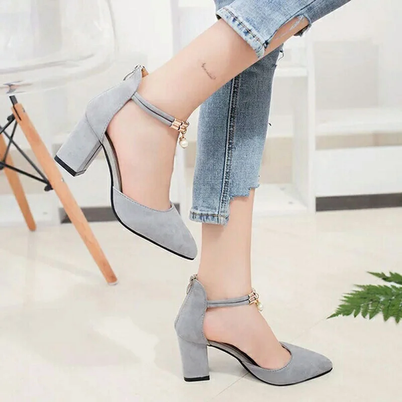 Trendy Chunky Heel Pumps for Casual Wear--Women high heels thick with rough heels new fashion women shoes