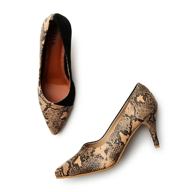 Meraki Snake Print Heels---Fashionable Kitten Heels for Date Night