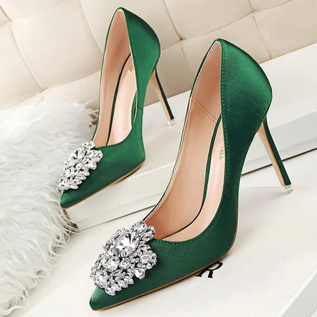 Stiletto Heel Pumps with Perfect Fit--Women Pumps Crystal High Heels Shoes Spring Women Shoes Fashion Pointed Toe High Heels Wedding Shoes-Fashionable & Classic