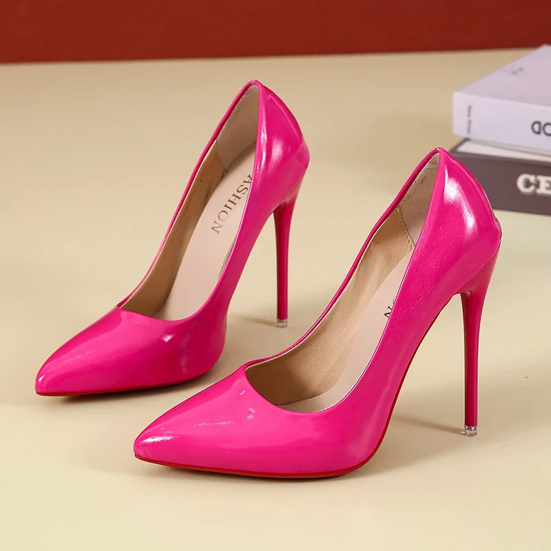 Trendy Chunky Heel Pumps for Casual Wear--Women Shoes 10cm Fashion High Heels 35-43 Plus Size  Thin