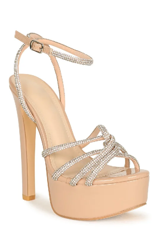 Affordable Rhinestone Pumps for a Dazzling Look---Women's Chunky Heel with Rhinestone - RIBIAH9