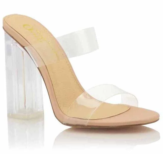 Women's Clear Strap Heel - LOLITA---Fashionable Kitten Heels for Date Night