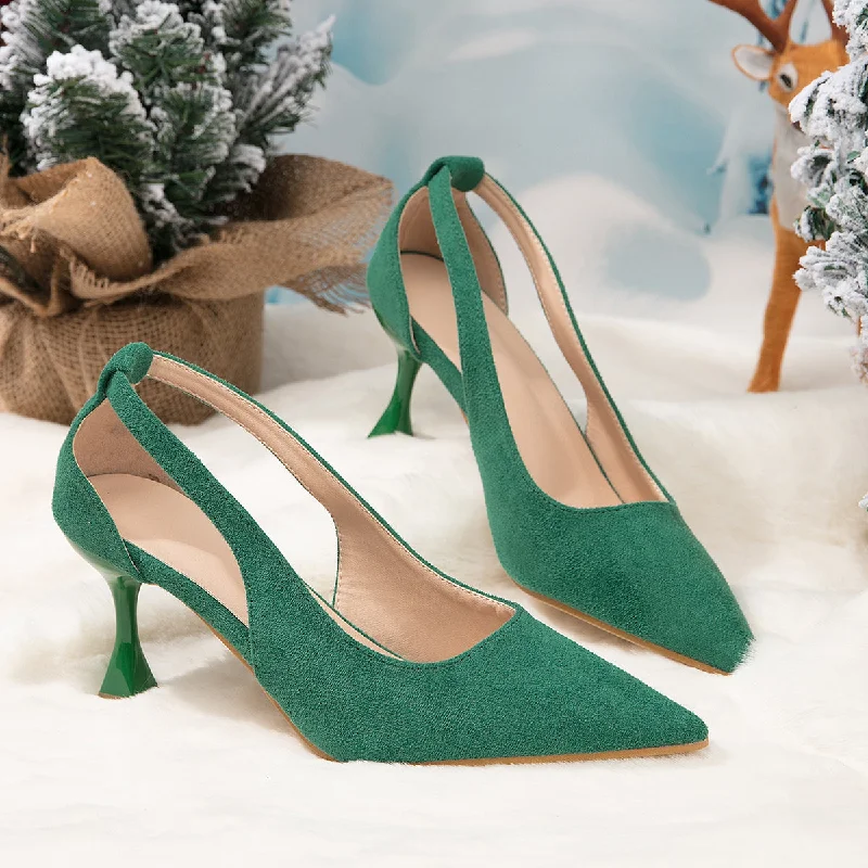 Affordable Suede Ankle Pumps for All-Day Wear--Women's High Heels Pointed Toe Slingback Pumps Suede Stiletto Heeled Shoes