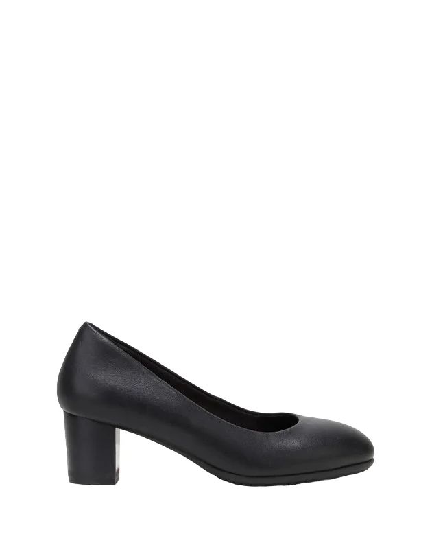 Trendy Chunky Heel Pumps for Casual Wear--Womens Hush Puppies The Block Heel Black Work Heel Shoes