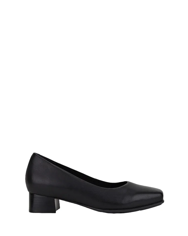 Versatile Heeled Sandals for Any Occasion---Womens Hush Puppies The Low Square Black Work Heel Shoes