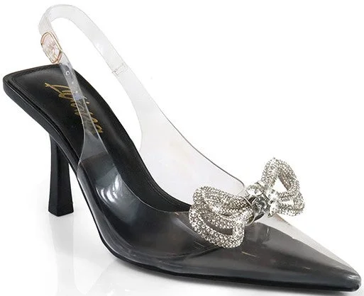 Stiletto Heel Pumps with Perfect Fit--Women's Pointed Toe Heel with Rhinestone Bow- DOREEN2-Fashionable & Classic