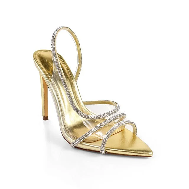 Affordable Rhinestone Pumps for a Dazzling Look---Women's Rhinestone Strap Heel - LAURENT139