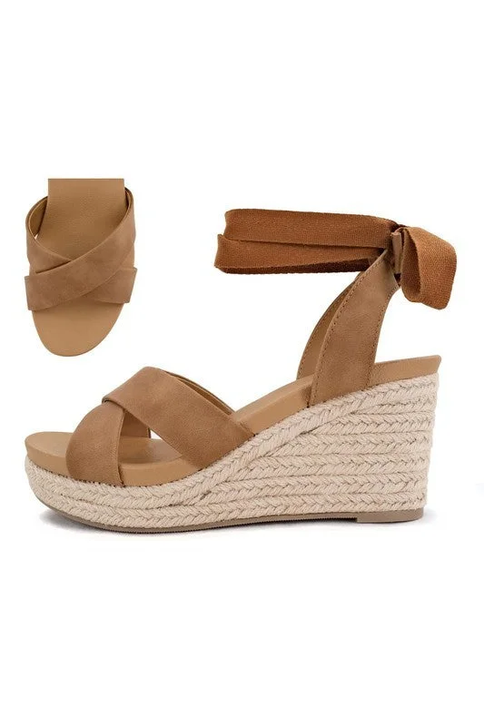 Women's Wedge Heel with Tie - DONNIES---Fashionable Kitten Heels for Date Night