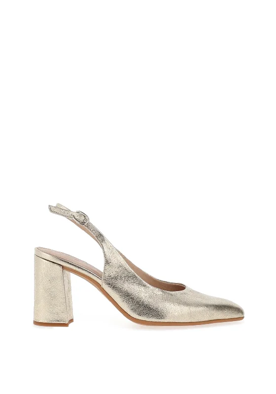 Sleek and Shiny Patent Pump Heels for a Polished Look--Wonder Vilma Patent Block Heel Sling Back Shoes, Gold