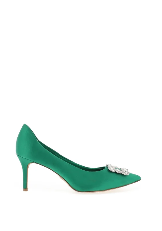 Tamaris Satin Diamante Brooch Court Shoes, GreenAffordable Satin Heels with a Luxe Touch