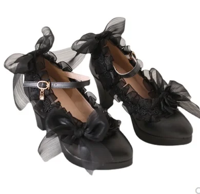 Stylish Lace Pumps for a Chic Look--Xiaogui~Gothic Lolita Black Lace High Heels