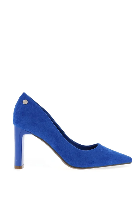 Affordable Suede Ankle Pumps for All-Day Wear--Xti Faux Suede Pointed Toe Court Shoes, Blue