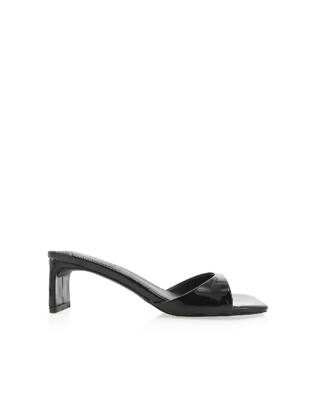 YADIRA - BLACK PATENT---Fashionable Kitten Heels for Date Night