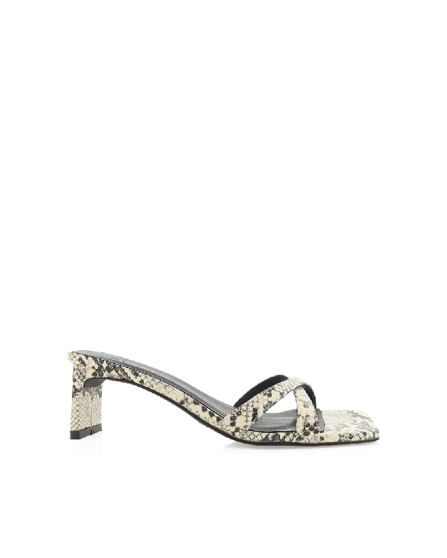 YAHARA - CREAM SNAKE---Fashionable Kitten Heels for Date Night