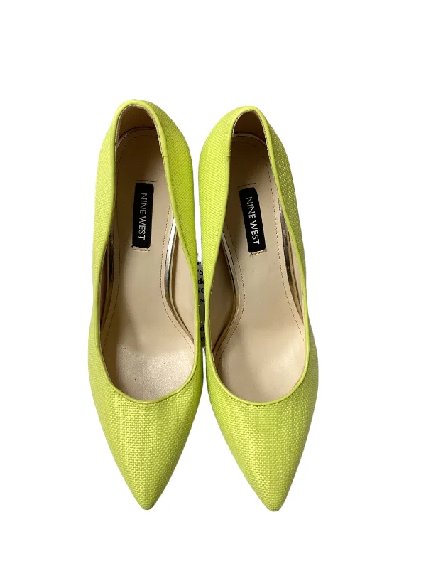 Stiletto Heel Pumps with Perfect Fit--Yellow Shoes Heels Stiletto Nine West, Size 8-Fashionable & Classic