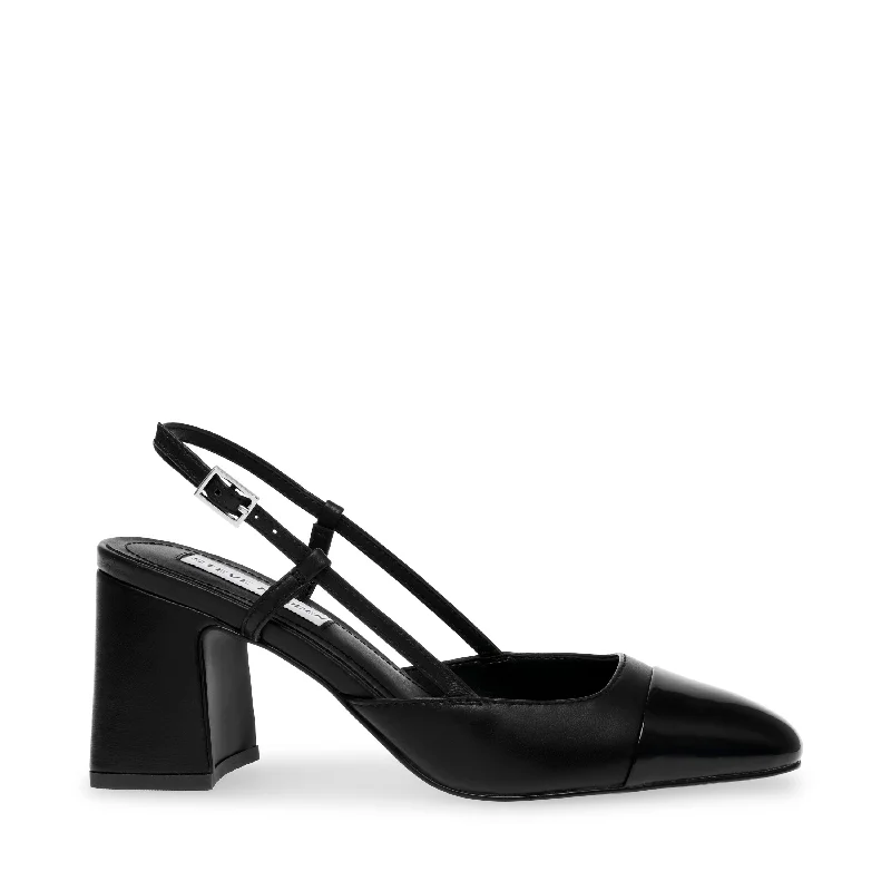 ZEINA BLACK LEATHER---Comfortable Leather Pumps for Office and Everyday Wear