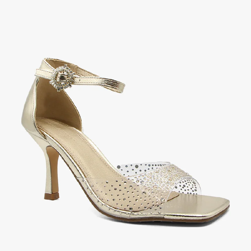 Versatile Heeled Sandals for Any Occasion---ZELIA GOLD/CLEAR