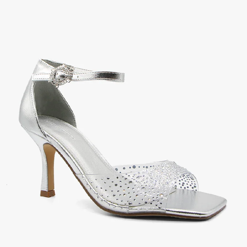 Versatile Heeled Sandals for Any Occasion---ZELIA SILVER/CLEAR