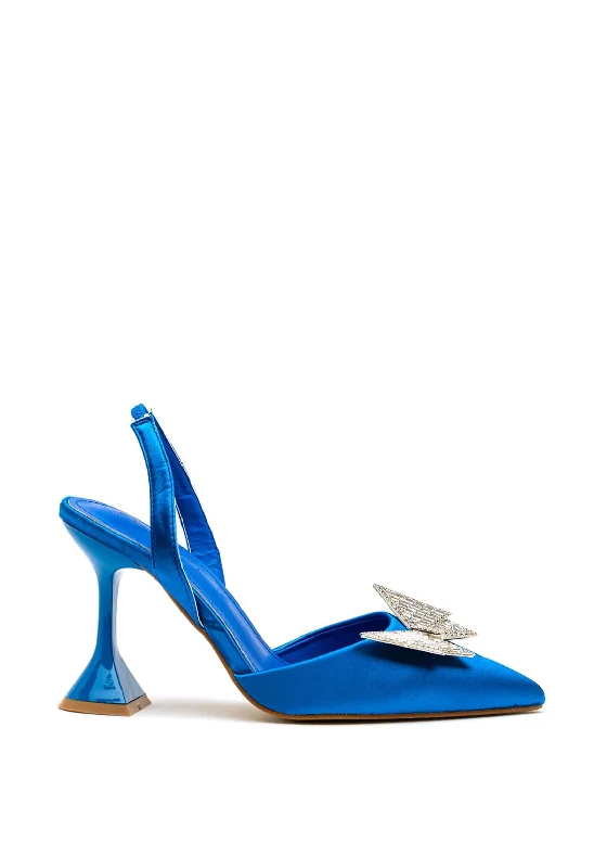 Versatile Heeled Sandals for Any Occasion---Zen Collection Diamante Butterfly Heeled Shoes, Blue