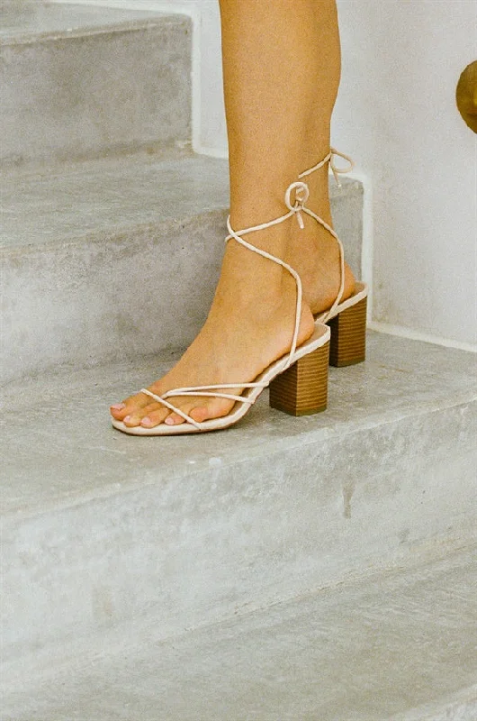 Zita Strappy Heels - Tan---Affordable Strappy Platform Heels with Premium Quality