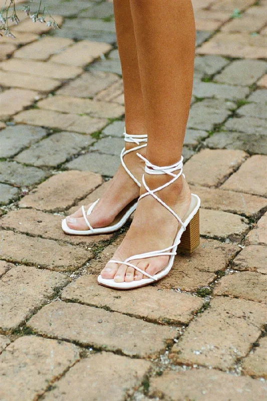 Zita Strappy Heels - White---Affordable Strappy Platform Heels with Premium Quality