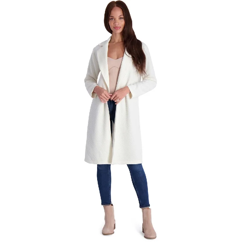 Versatile Heeled Sandals for Any Occasion---Steve Madden Women’s Ribbed Open-front Duster Jacket with Notch Collar