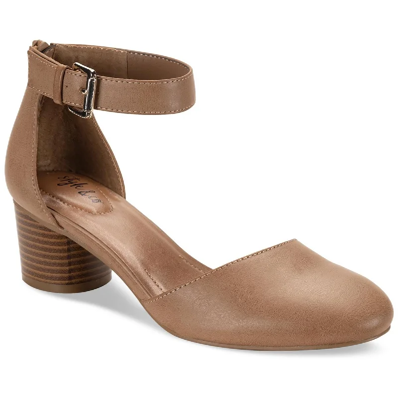 Trendy Chunky Heel Pumps for Casual Wear--Style & Co. Womens Alinaa Zipper Double D'Orsay Block Heels